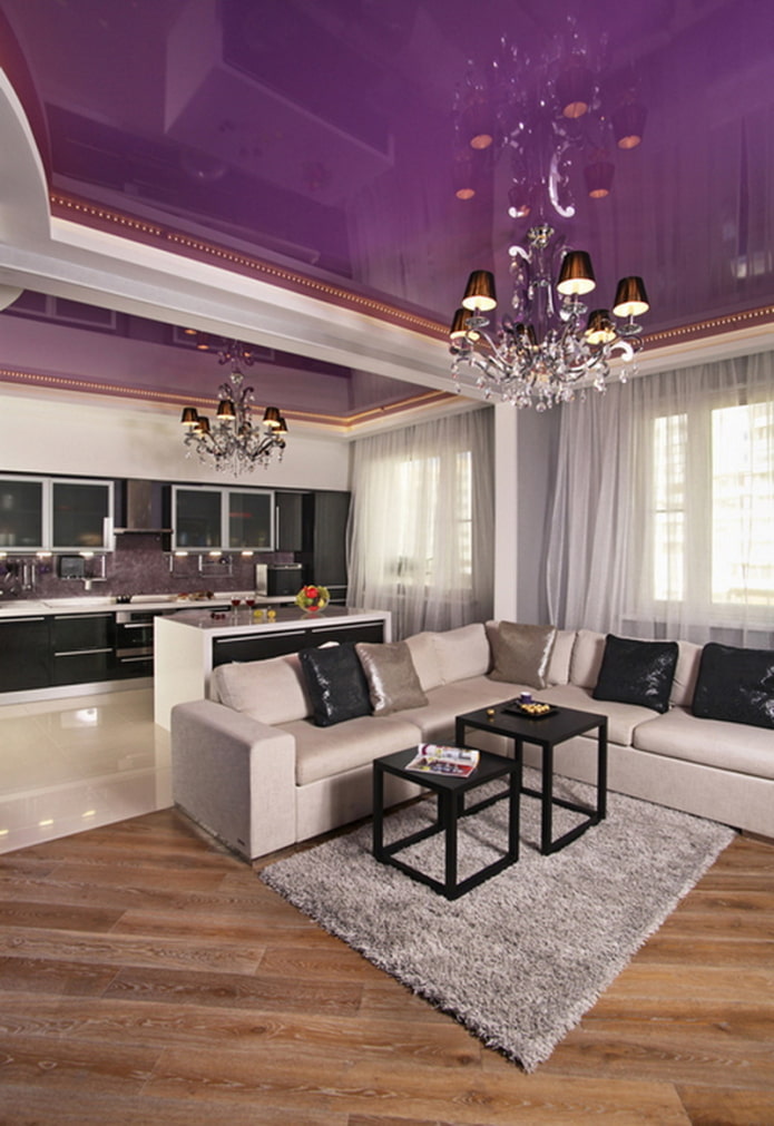 purple stretch canvas in the interior