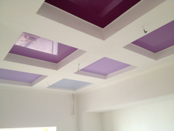 different shades of purple on the ceiling