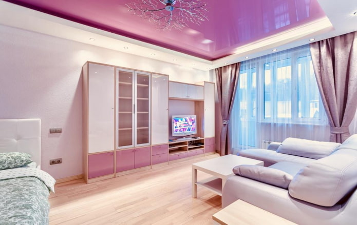 purple ceiling in the living room