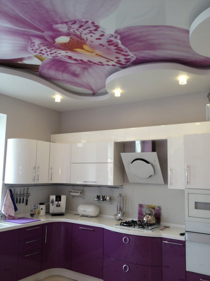purple ceiling in the kitchen