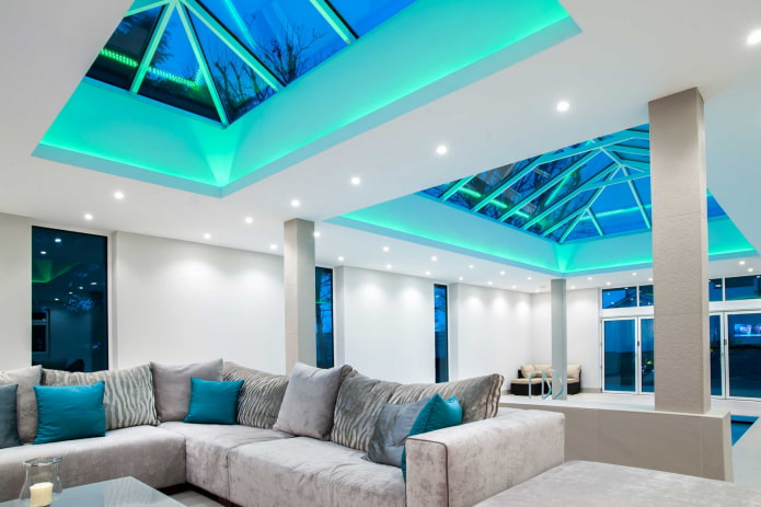 illuminated glass ceiling structure