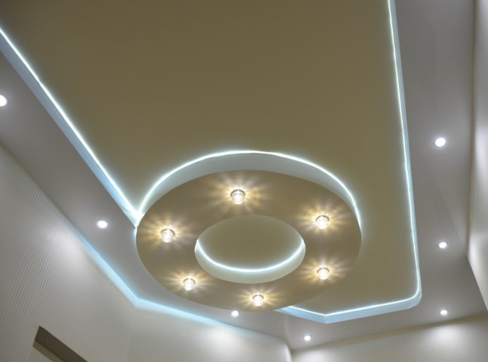 ceiling structure with contour lighting