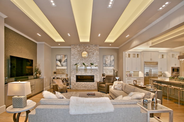 beige ceiling with lighting