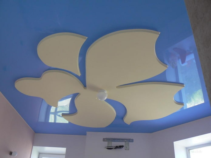 curly ceiling structure in the shape of a flower