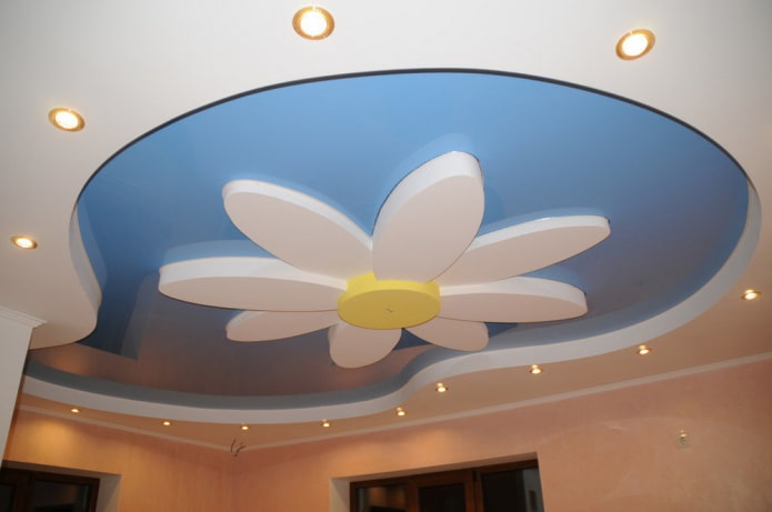 curly ceiling structure in the shape of a flower