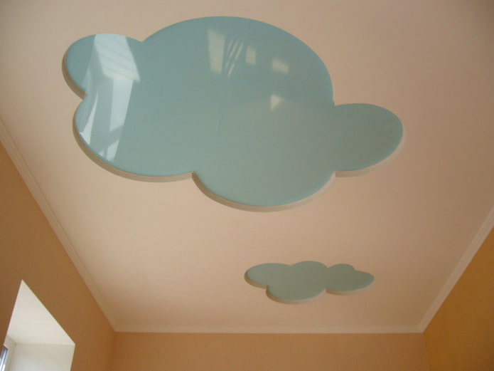 shaped ceiling structure in the form of clouds