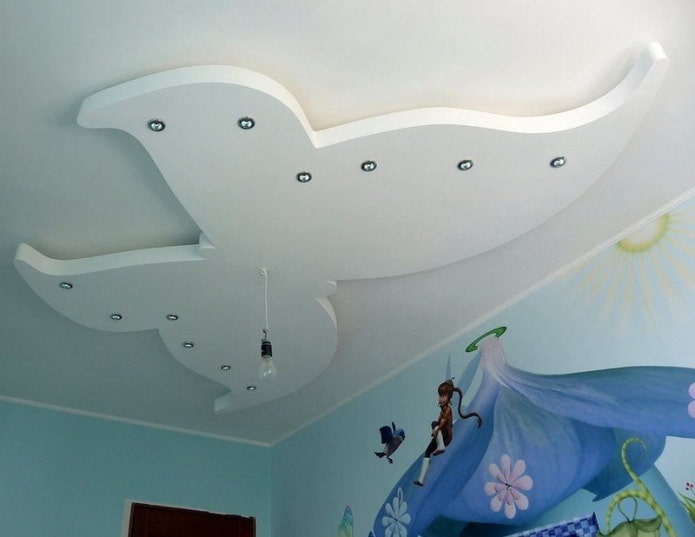 shaped ceiling structure in the shape of a butterfly