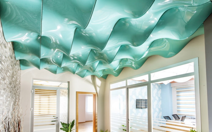 shaped ceiling structure in the form of a wave