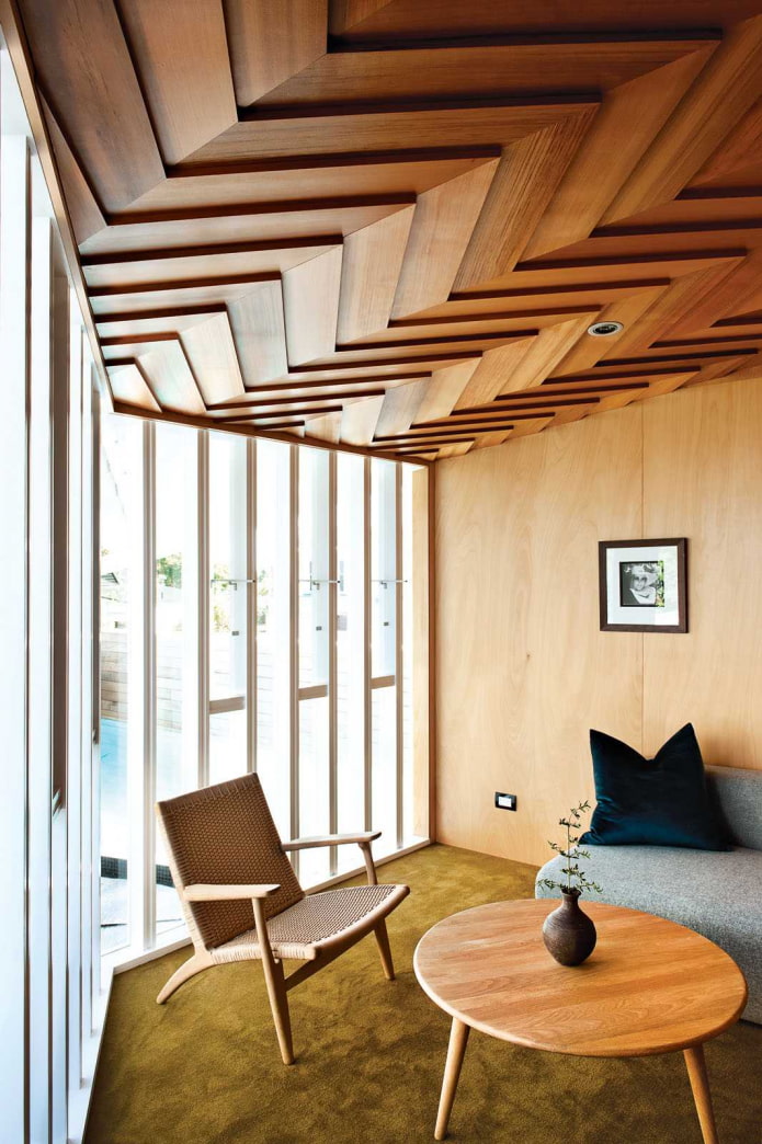 curly plywood ceiling structure