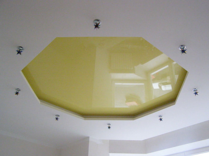 curly ceiling structure in the shape of a polygon