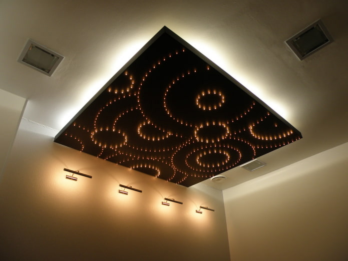 curly ceiling structure in the shape of a square
