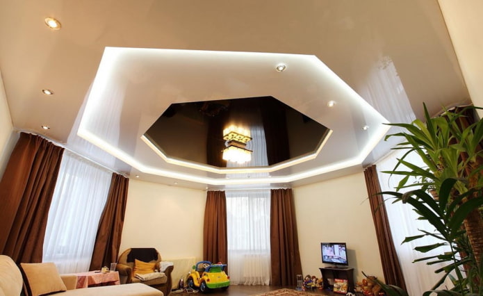 curly ceiling structure in the form of polygons