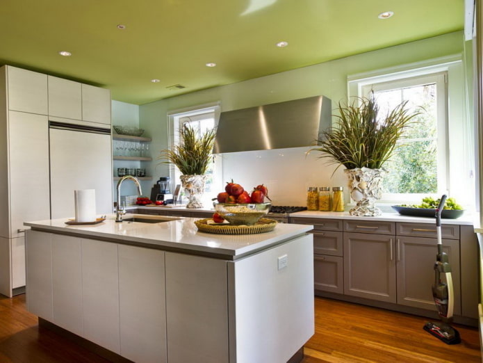 зелени плафон у кухињи
