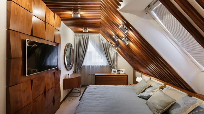 การออกแบบฝ้าเพดานในห้องนอนใต้หลังคา