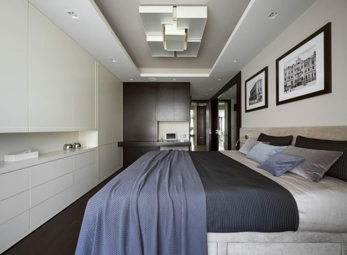 two-level ceiling structure in the bedroom