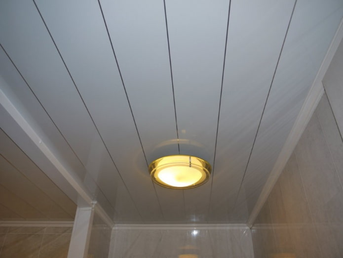plastic ceiling panels in the bathroom