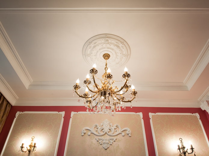 suspended ceiling structure with stucco molding