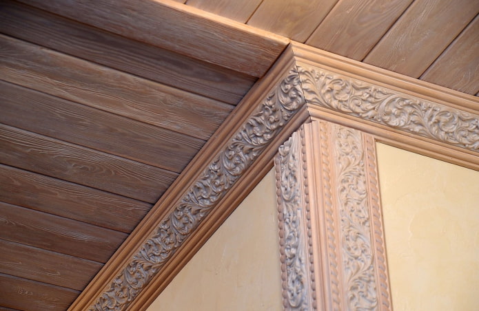 wooden fillets with lining ceiling