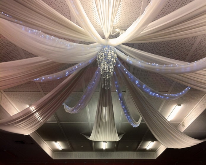 ceiling drapery with fabric