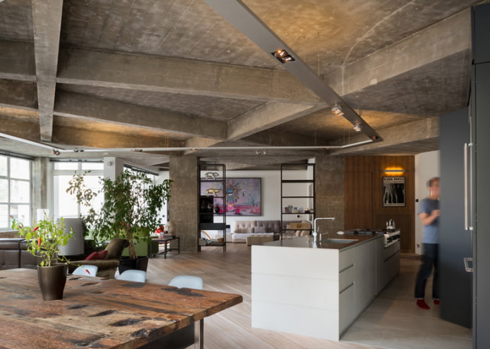 ceiling with concrete beams