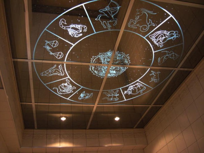 mirrored ceiling structure with patterns