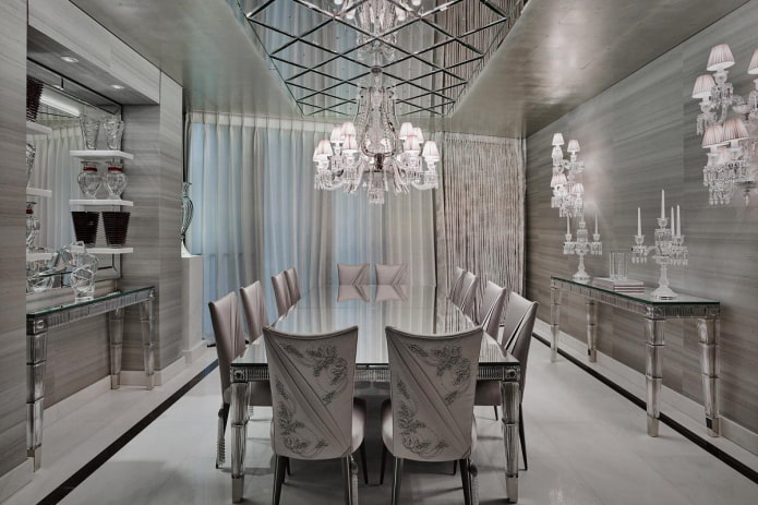 beveled mirrored ceiling structure
