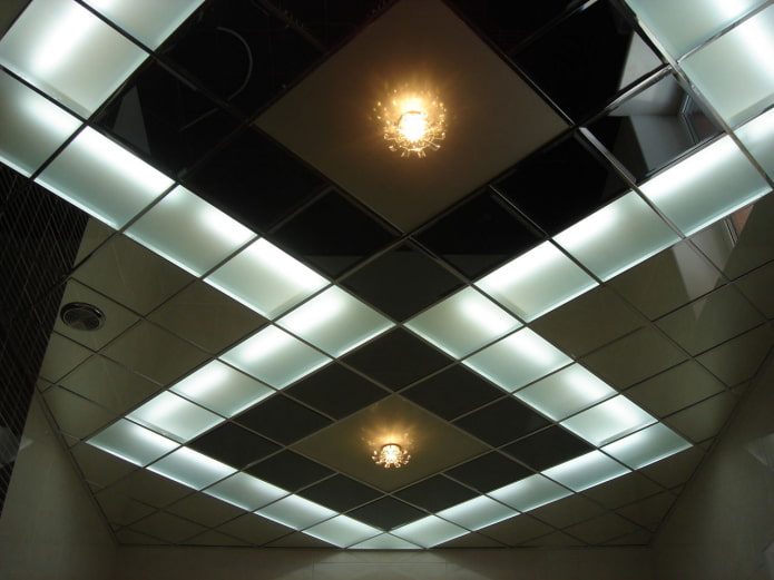 illuminated mirror ceiling structure