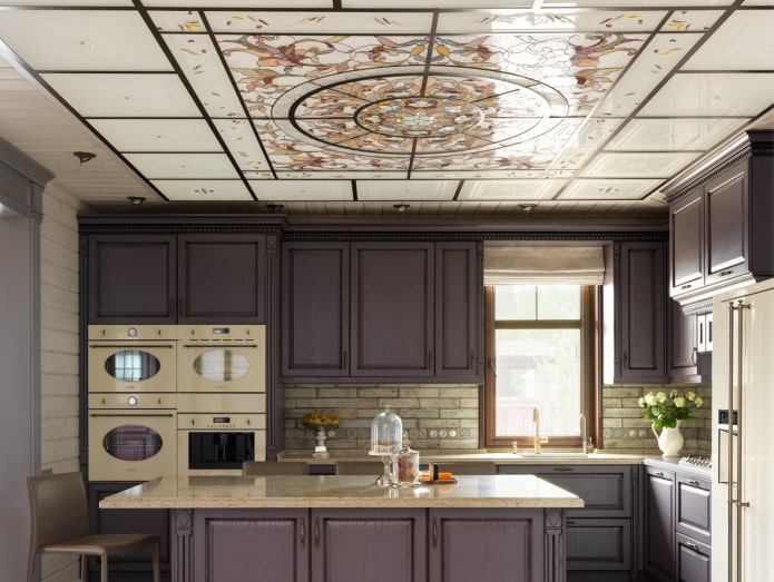 cassette ceiling in the interior of the kitchen