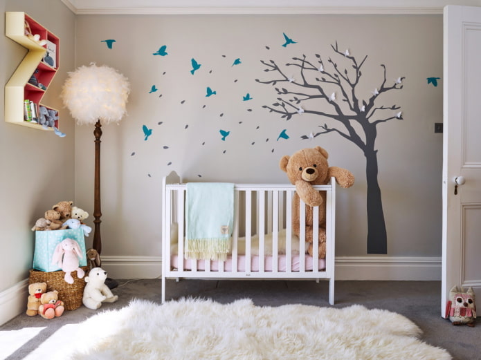 wall sticker in the form of a tree in the nursery