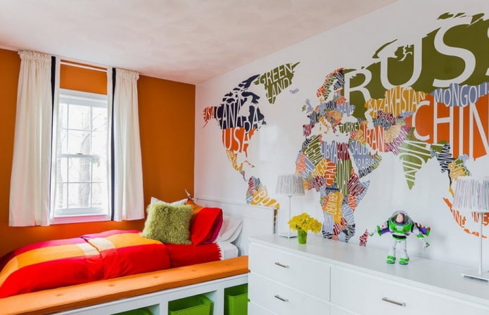 wall sticker in the form of a map in the nursery