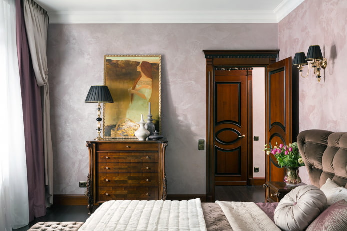 Venetian decorative plaster in the bedroom