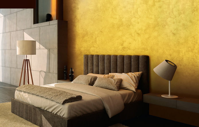 Velencei dekoratív vakolat arany a belső térben