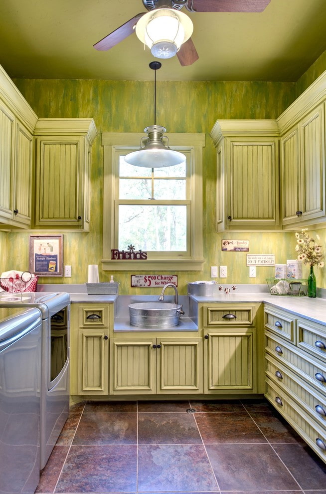 green walls in the kitchen