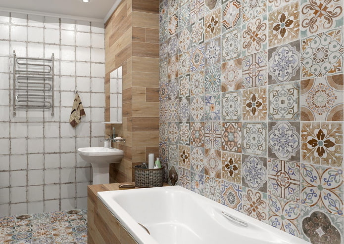 tiles on the walls in the bathroom interior
