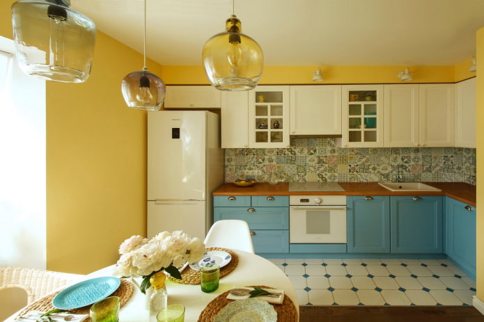 yellow walls in the interior of the kitchen