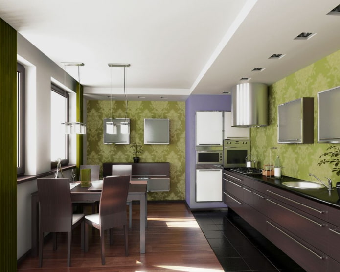 olivfarbene Wände in der Küche