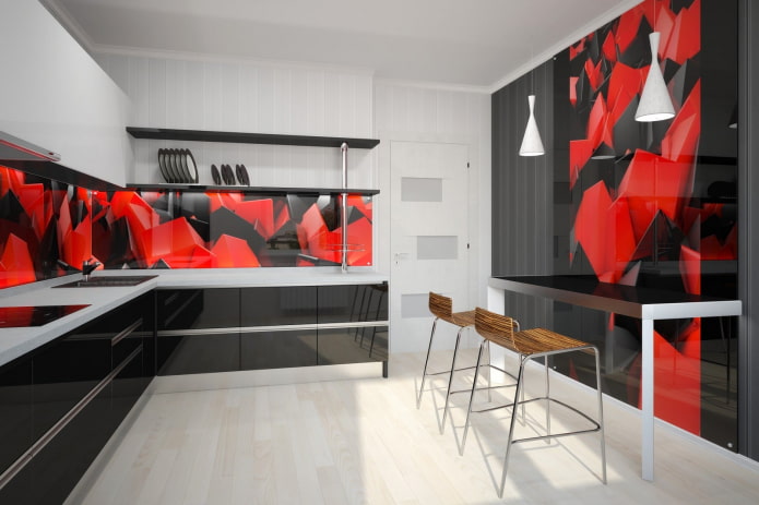 red and black combination on the walls