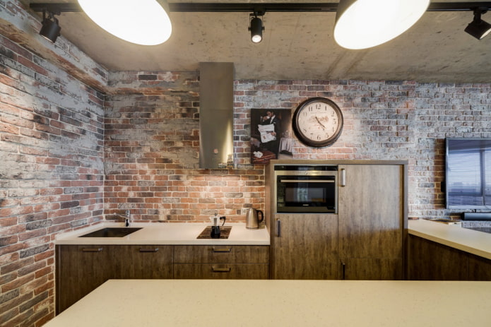 Brick wall in the kitchen