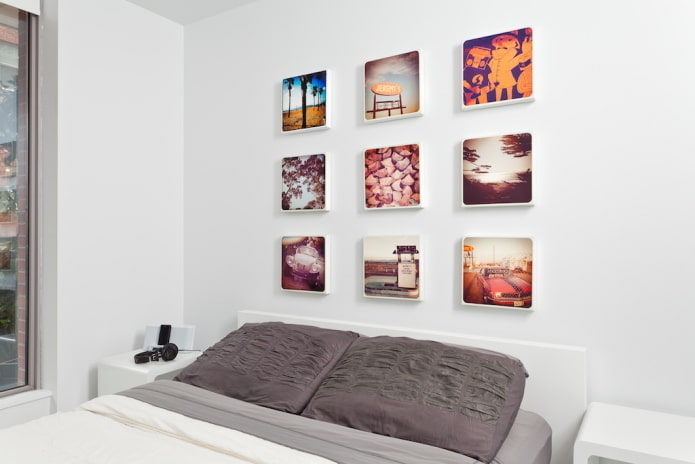 Instagram pictures on the wall in the interior