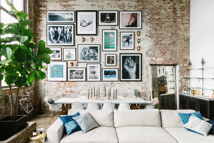 photographs in the interior in the loft style