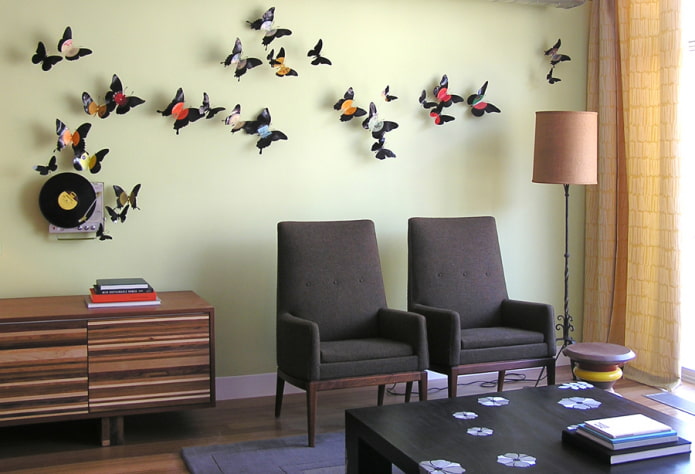 butterflies on the wall in the interior
