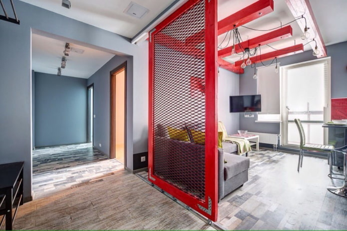metal partition in the interior