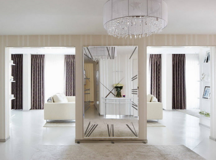 large mirror in the interior of the hallway