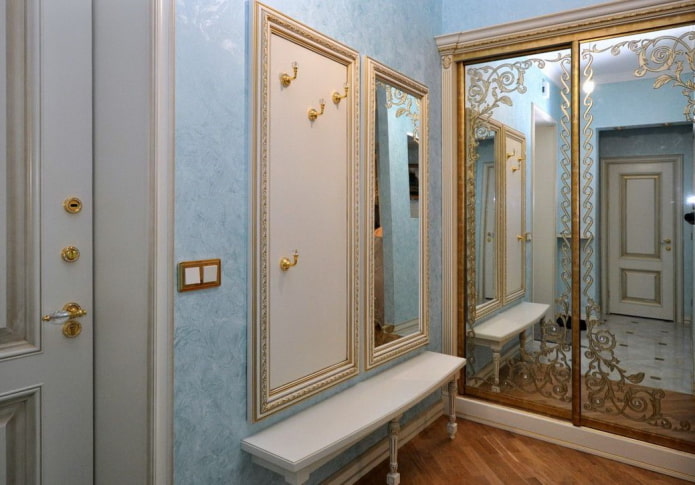 mirror with photo printing in the interior of the hallway