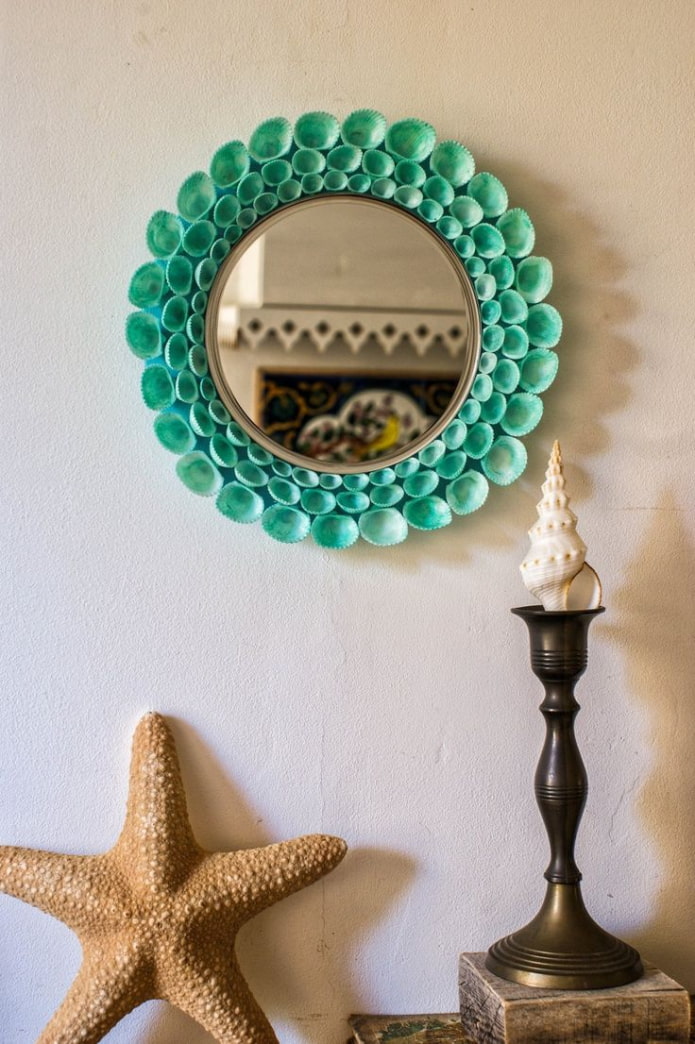 mirror decorated with shells