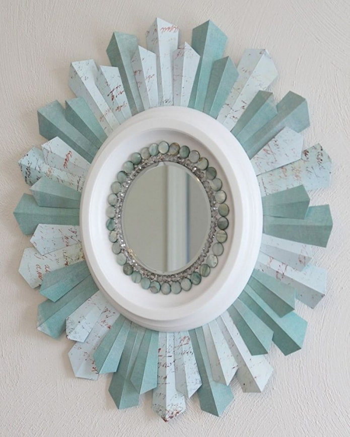 mirror decorated with wallpaper