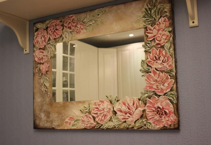 mirror decorated with plaster