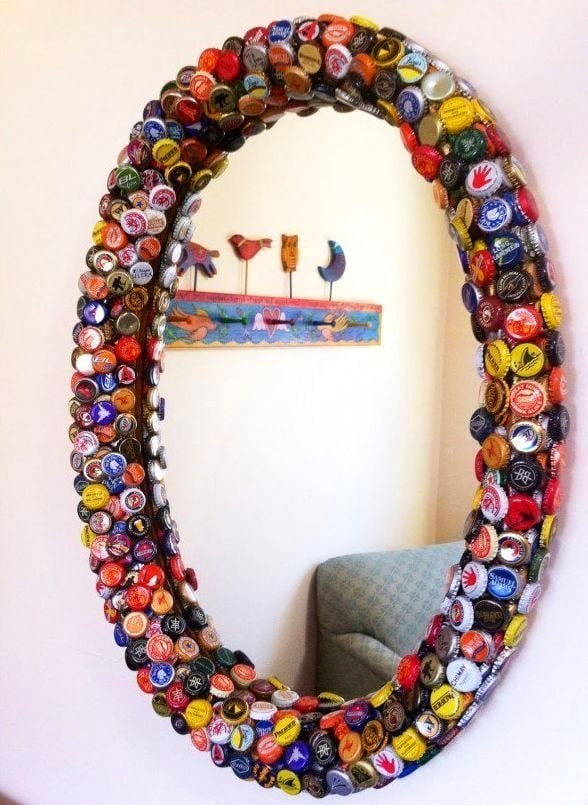 mirror decorated with corks