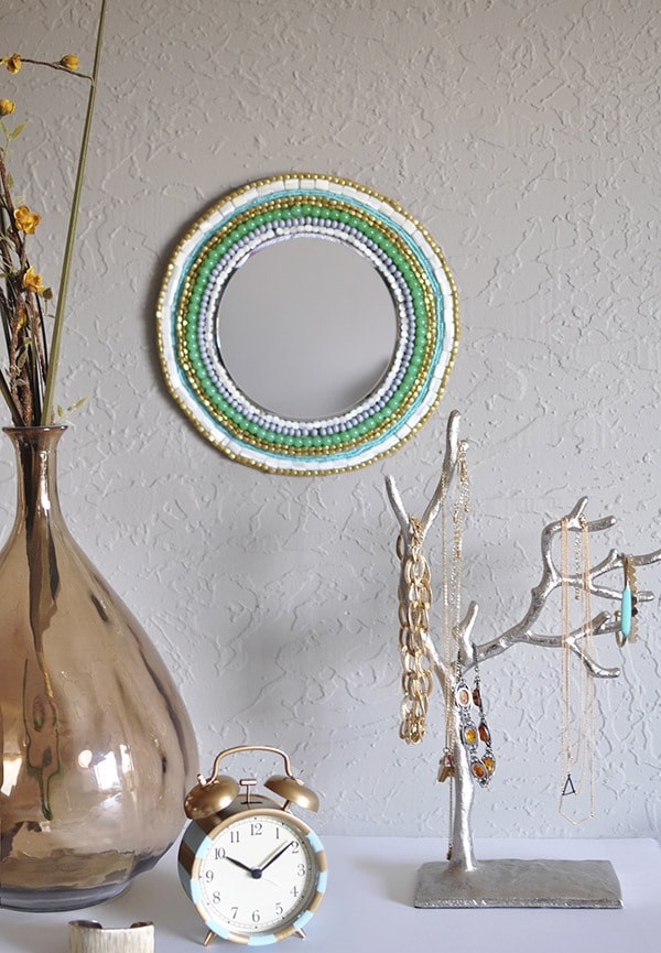 mirror decorated with beads