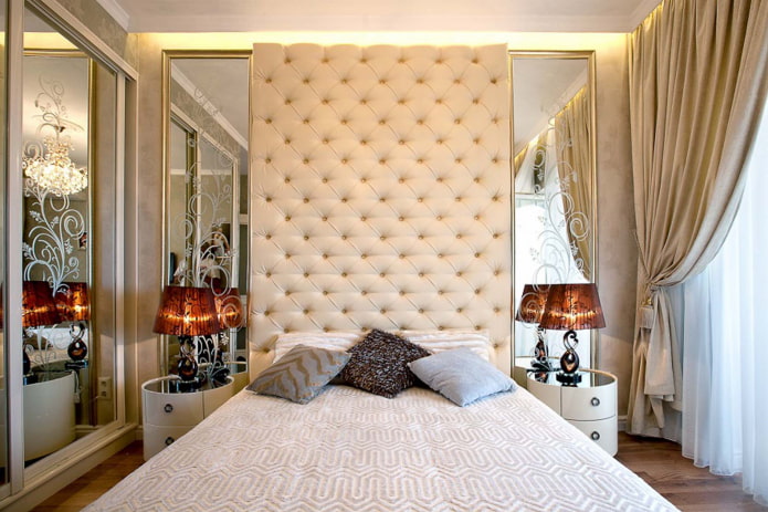 mirrors with drawings in the interior of the bedroom